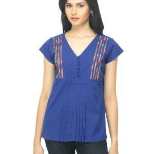 Fabindia Women Blue Cambric Top