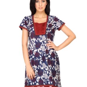 Vishudh Women Flower Print Navy Blue Kurtis