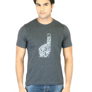 Mark Taylor Men Charcoal Printed T-shirt