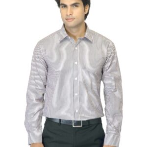 Mark Taylor Men Striped Grey Shirt