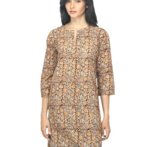 Fabindia Women Printed Maroon Kurta
