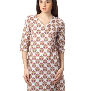 Alma Women White Printed Kurta