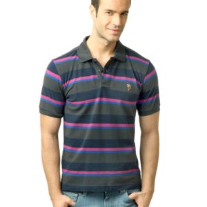 U.S. Polo Assn. Men Stripes DK.Grey Polo Tshirt