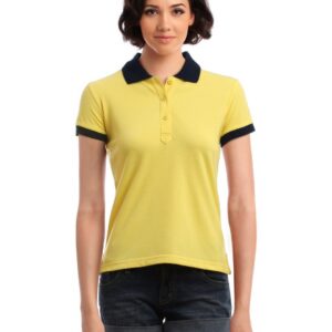 Femella Women Yellow Polo T-Shirt