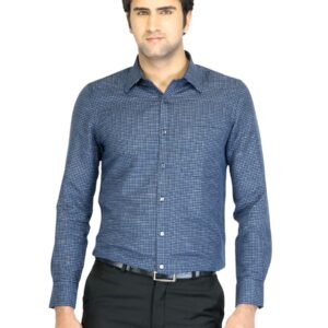 Turtle Men Check Navy Blue Shirt