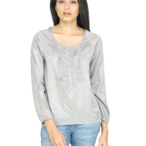 Flying Machine Women Solid Grey Tops