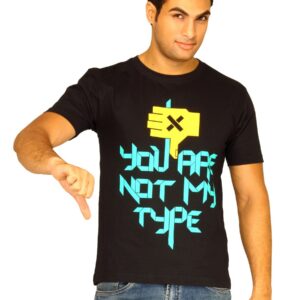 Myntra Men's You Are Not My Type Black T-shirt