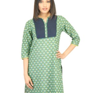 Vishudh Women Green Abstract Print Kurta