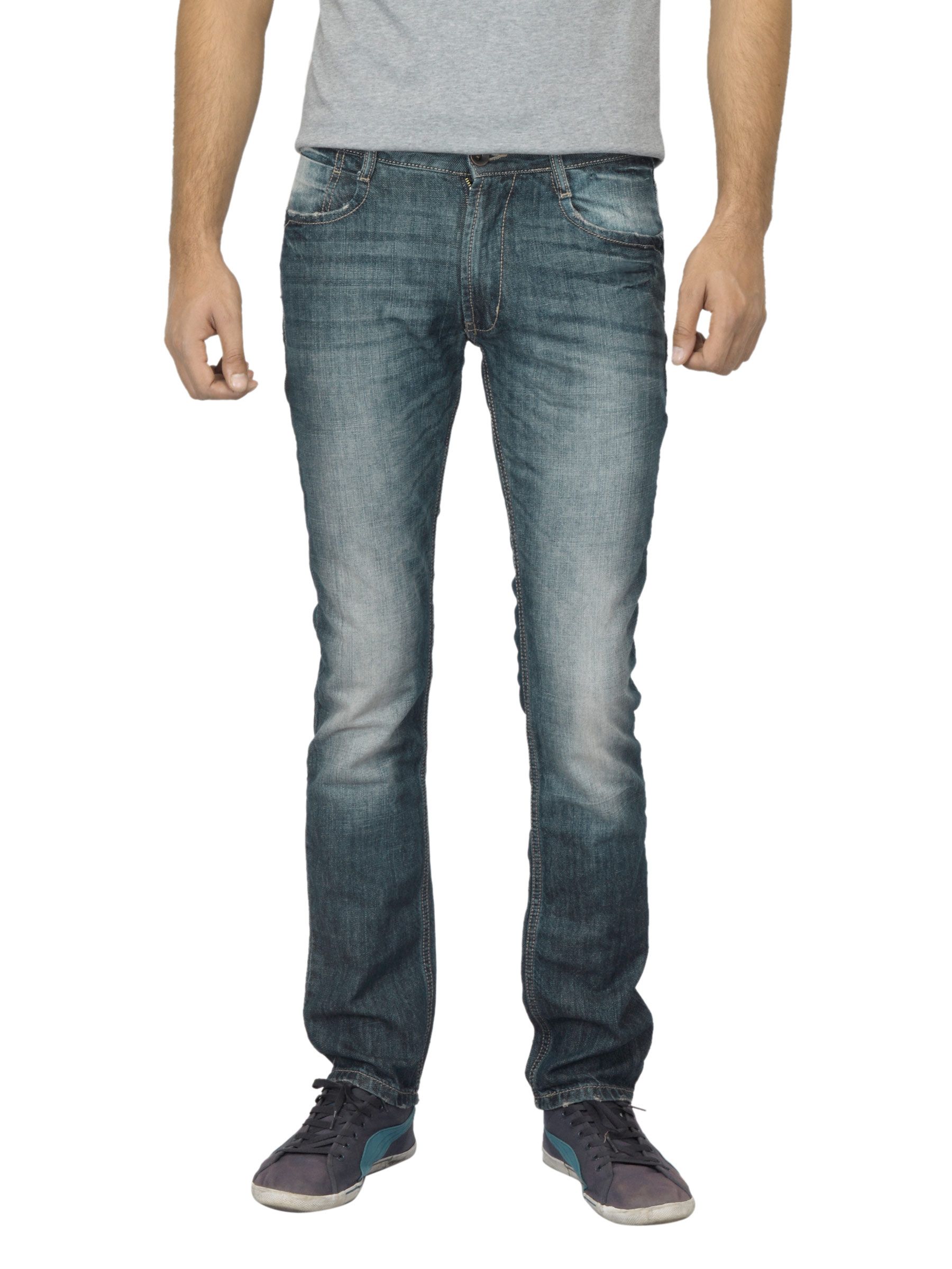 Locomotive Men Washed Blue Jeans