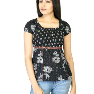 Mother Earth Women Black Printed Top