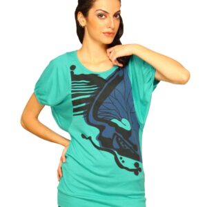 Jealous 21 Women Green Tunic Mirror Print Top