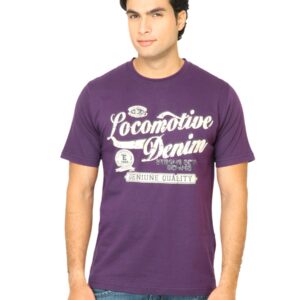 Locomotive Men Printed Purple Tshirt