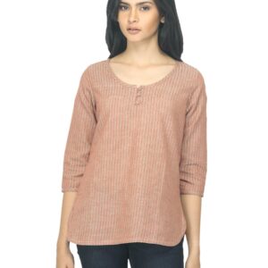 Fabindia Women Striped Grey Kurti