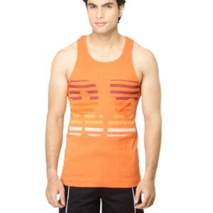 Facit Men Printed Orange Innerwear Vest