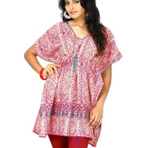 W Women V Neck Kaftan Sleeve Red Top