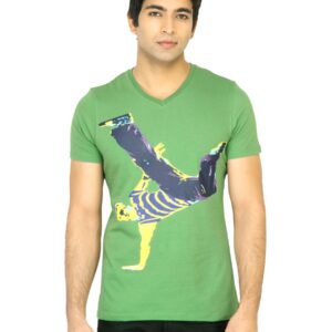United Colors of Benetton Men Printed Green TShirt