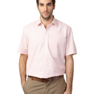 John Players Men Striped Orange Shirt