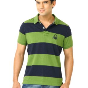 United Colors of Benetton Men Green Polo Tshirts