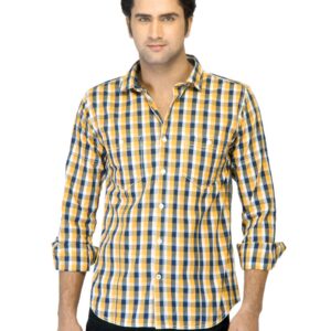 Basics Men Yellow Checked Shirt