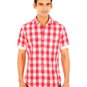 United Colors of Benetton Men White & Red Check Shirt