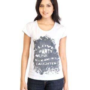Tokyo Talkies Women Printed White T-shirt