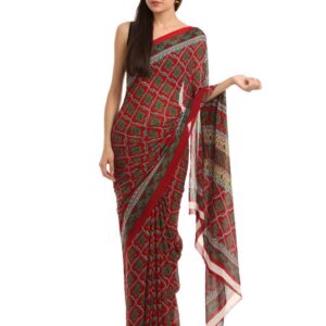 Prafful Red Georgette Printed Sari