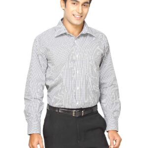 John Miller Men White & Black Check Shirt