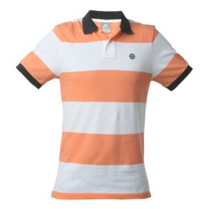 Nike Men Peach & White Striped T-shirt