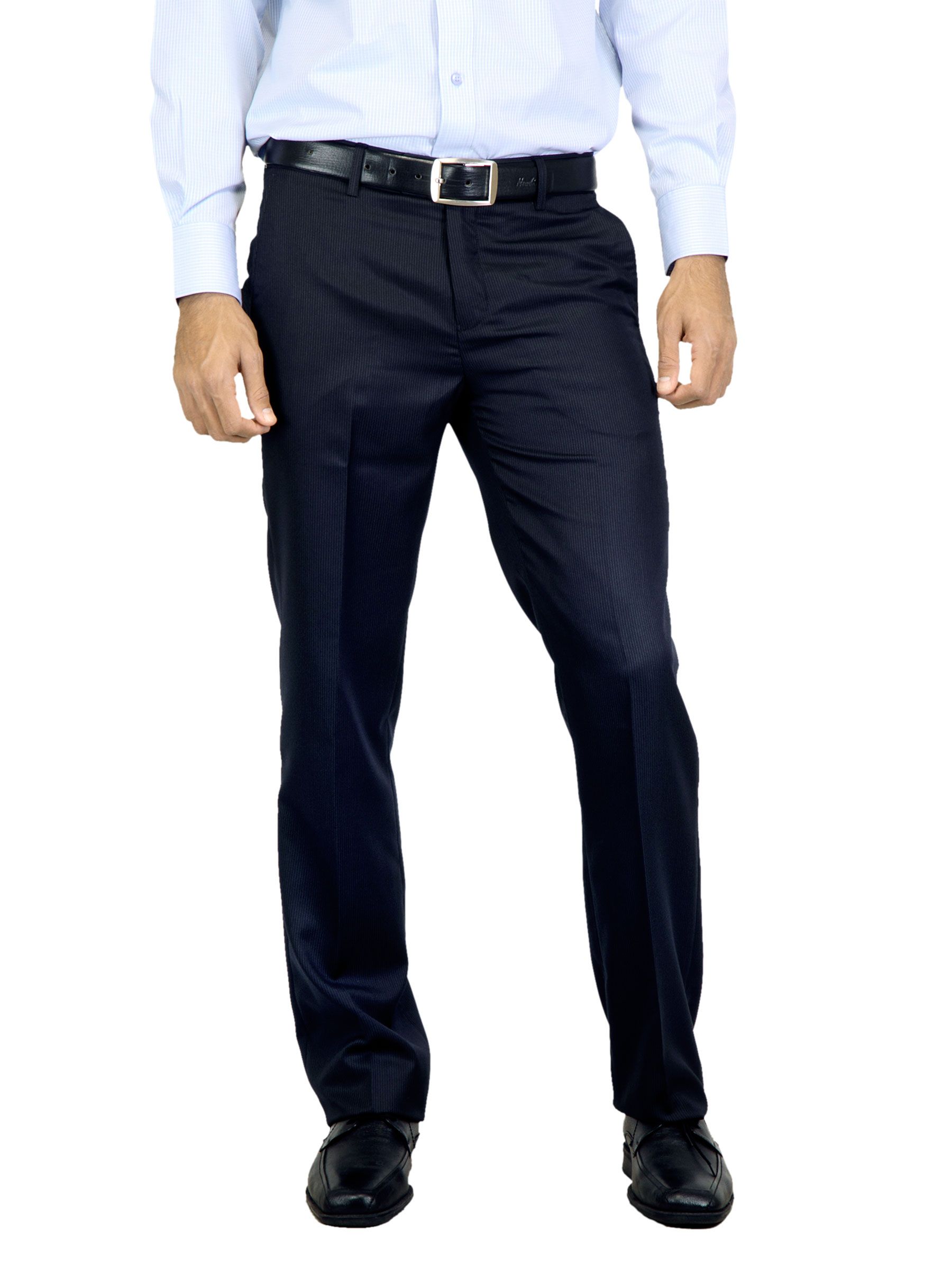 Genesis Men Stripes Navy Blue Trouser