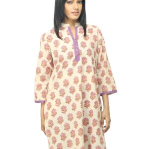 Fabindia Women Beige Hand Block Printed Kurta