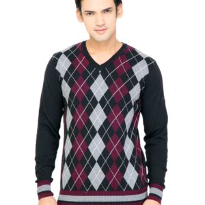ADIDAS Men Check Black Sweaters