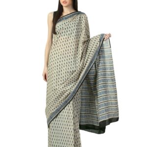 Fabindia Women H& Printed Beige Sari