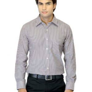 Mark Taylor Men Striped Grey Shirt