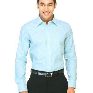 Mark Taylor Men Aqua Green & White Striped Shirt