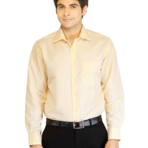 Peter England Men Stripes Cream Shirt