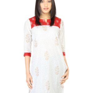 Vishudh Women Self Printed Off White Kurta