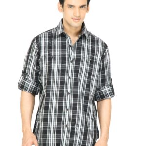 Wills Lifestyle Men Check Black Shirt