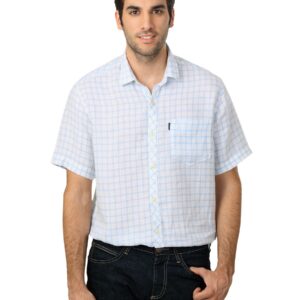 Scullers Men White & Blue Check Shirt