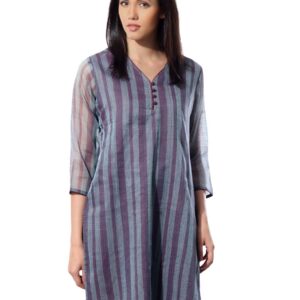 Fabindia Women Purple & Blue Striped Kurta