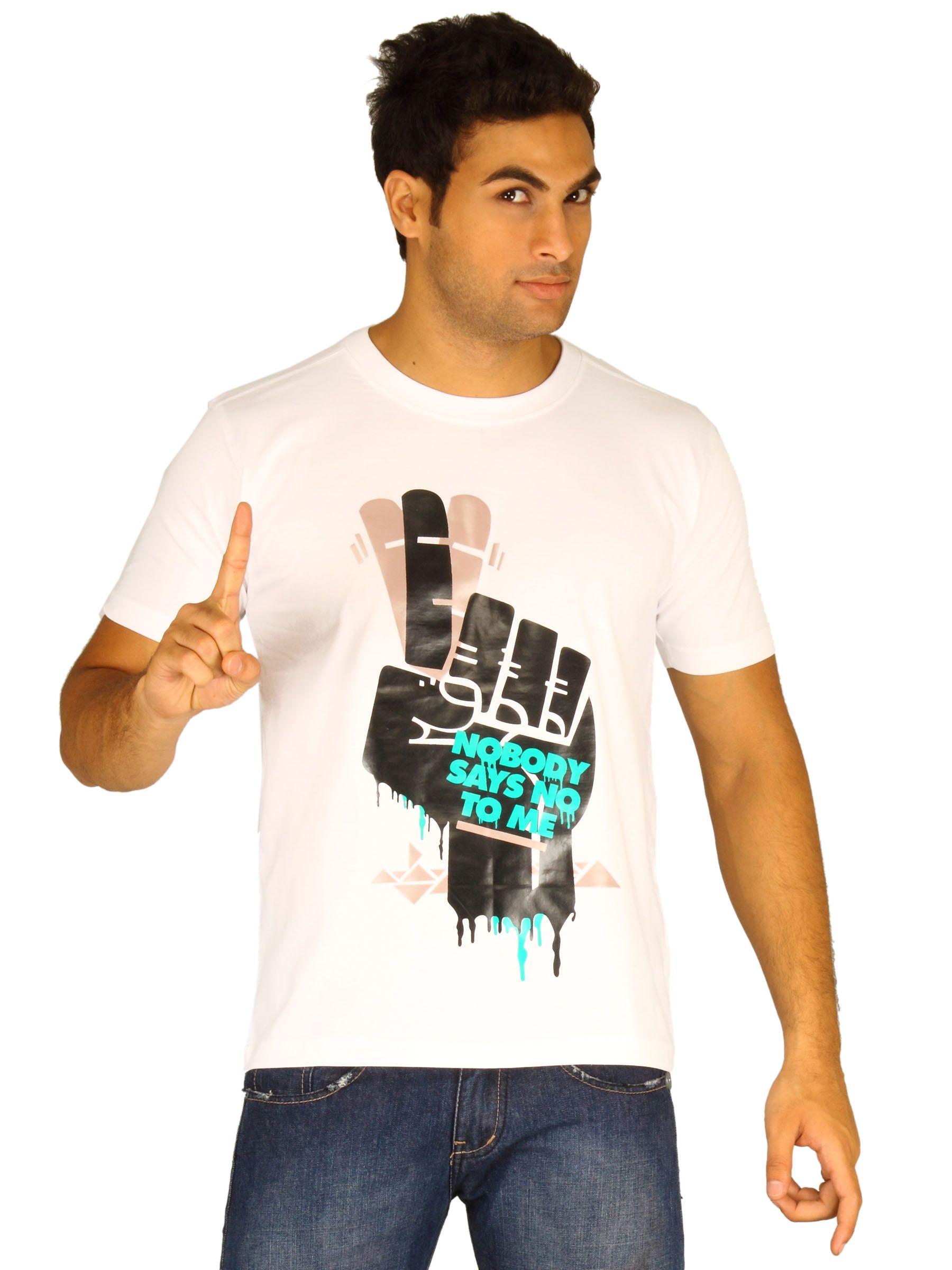 Myntra Men's Nobody Says No To Me White T-shirt