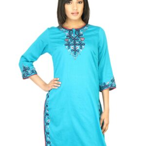 BIBA Women Solid Blue Kurta