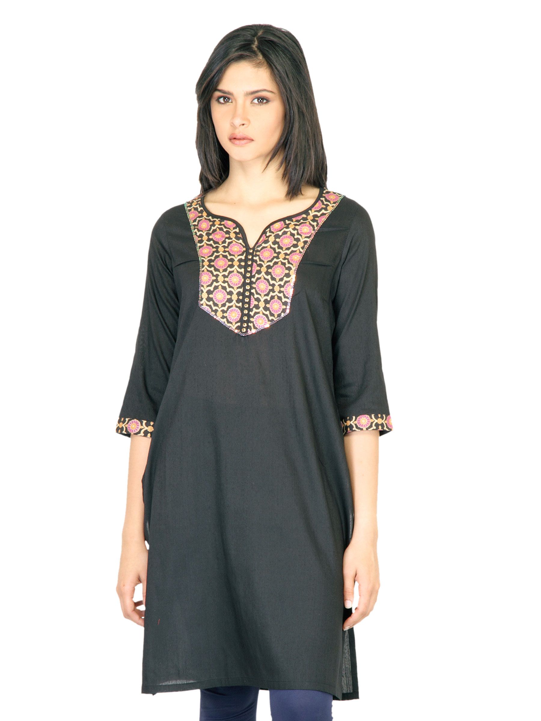 Aurelia Women Solid Black Kurta
