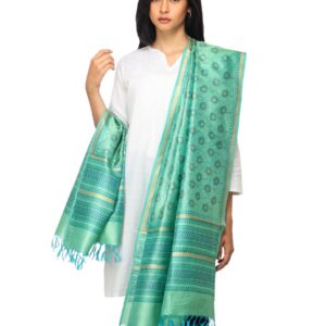 Fabindia Women Green Silk Dupatta