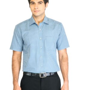 Peter England Men Check Blue Shirt