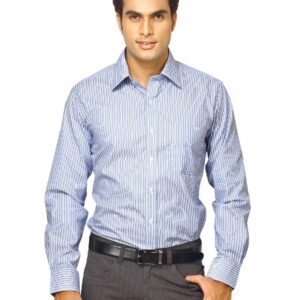Mark Taylor Men Blue Striped Shirt