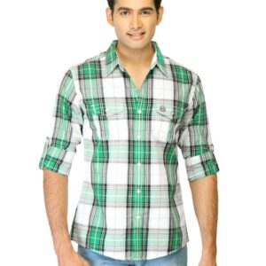 United Colors of Benetton Men Check Green Shirts