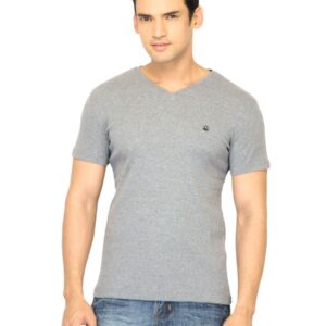 United Colors of Benetton Men Solid Grey Tshirt