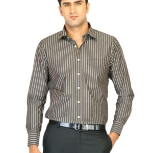 Belmonte Men Stripes Grey Shirts