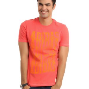 ADIDAS Men Coral Red Printed T-shirt
