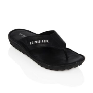 U.S. Polo Assn. Men Black Flip Flops
